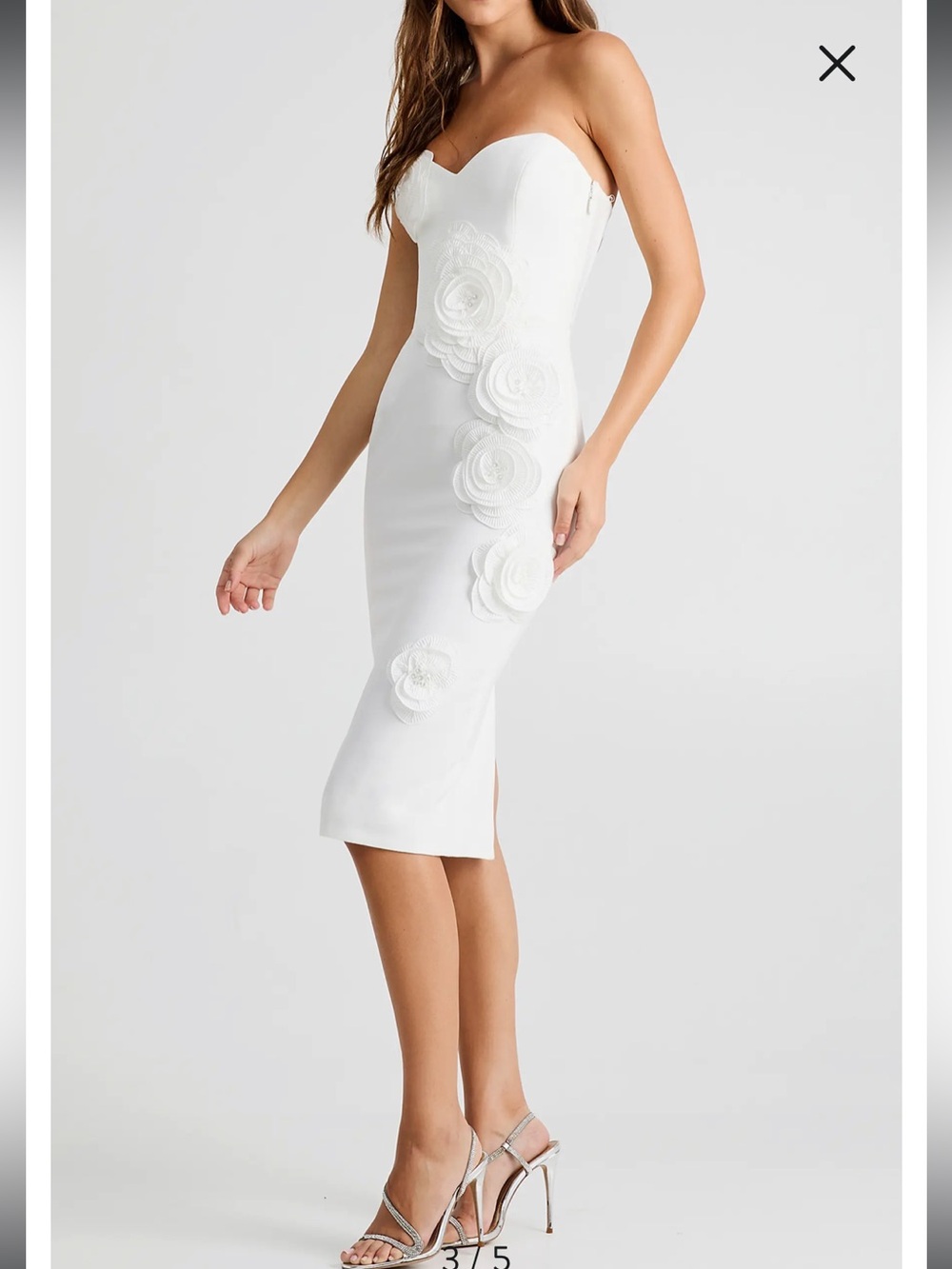 helsi kaia white 3d floral applique strapless midi bridal dress size small NEW - Picture 4 of 11